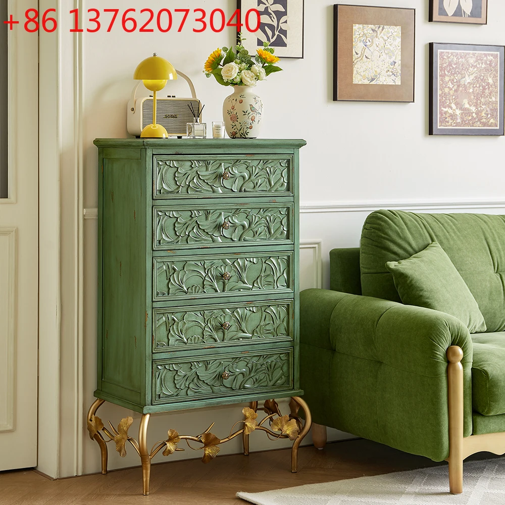 

American solid wood chest living room storage cabinet bedroom balcony locker