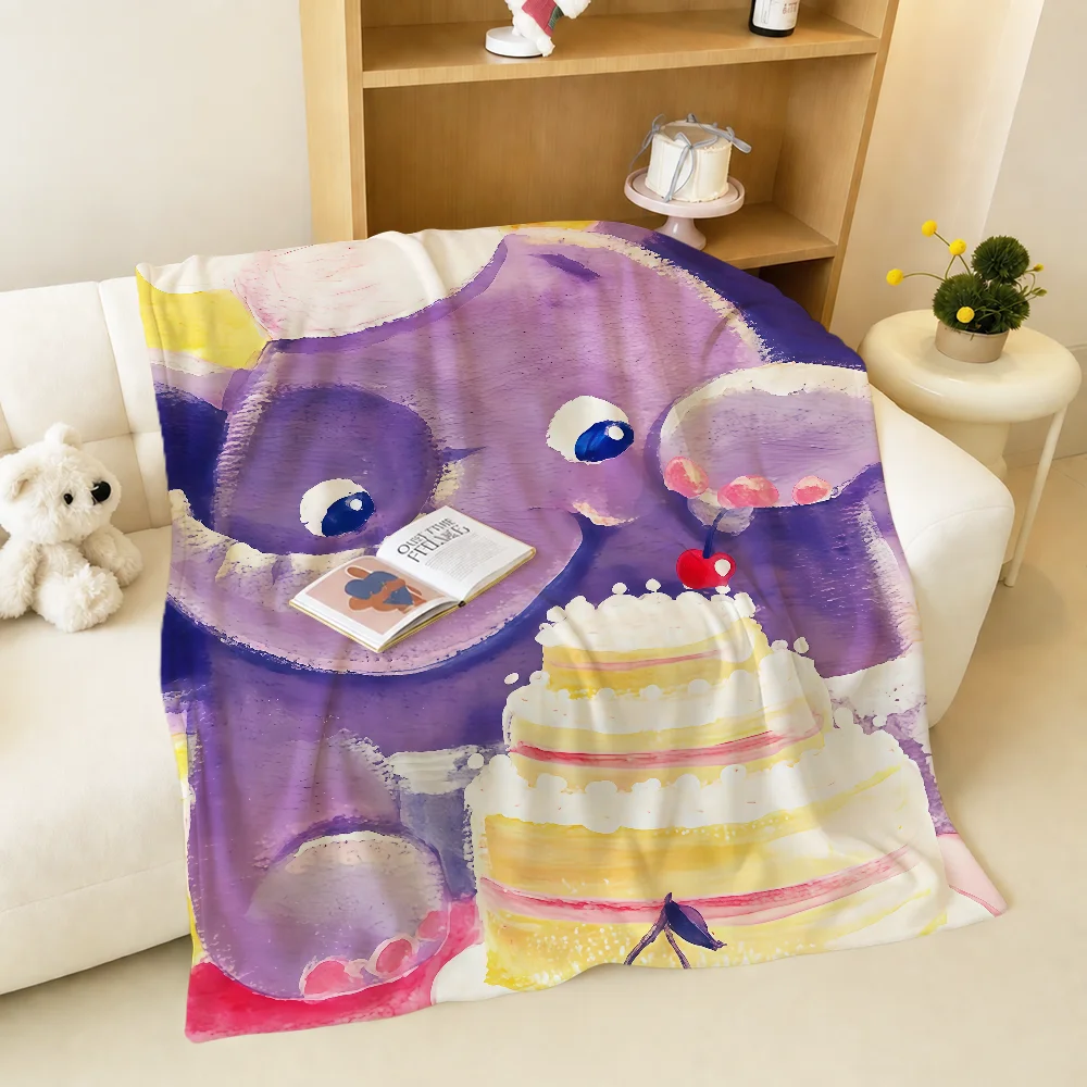 Cute Little Elephant Fairy Tale Blue Warm Soft Plush Blanket For Sofa Living Room Nap Home Bedroom Travel Gift Flannel Pet Hogar