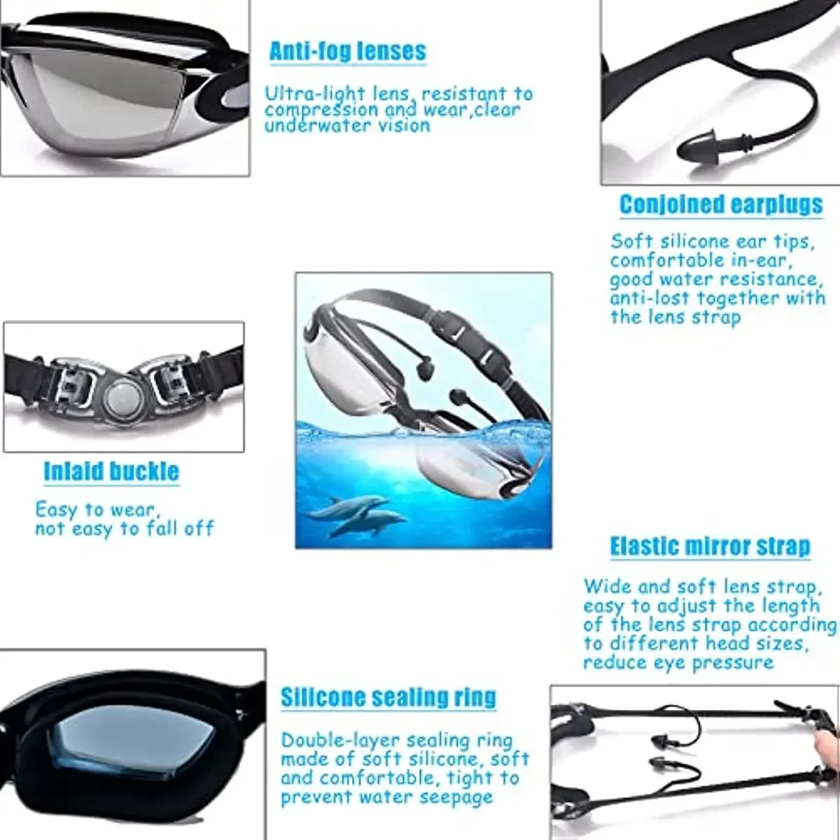 Adult Tinted Swimming Goggles with Diopter Myopia Degree Silicone Underwater Glasses Anti-fog  Water  Uv Protection