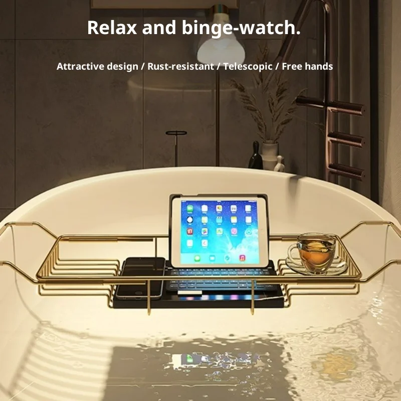 

Выдвижная ванна для ванной комнаты, держатель для мобильного телефона, лоток, полка, стеллаж для хранения в ванной комнате, нержавеющая сталь