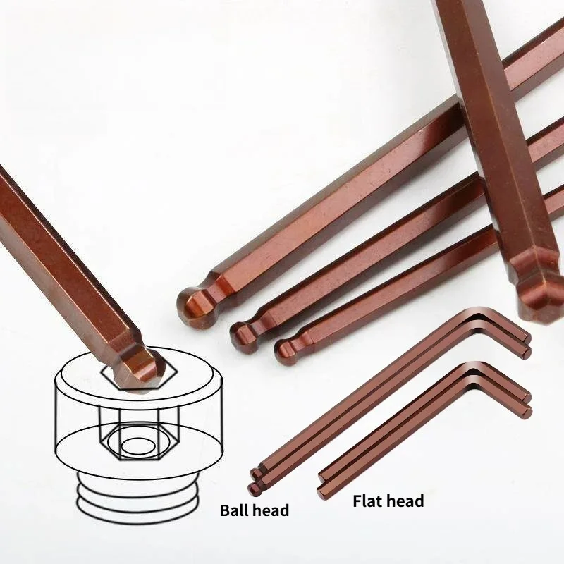 2/2.5/3/4/5-17mm Flat Head/Ball End Hex Key Wrench S2 Harden L-Shape Allen Key Metric Hexagon Keys Hand Tool for Home Repair