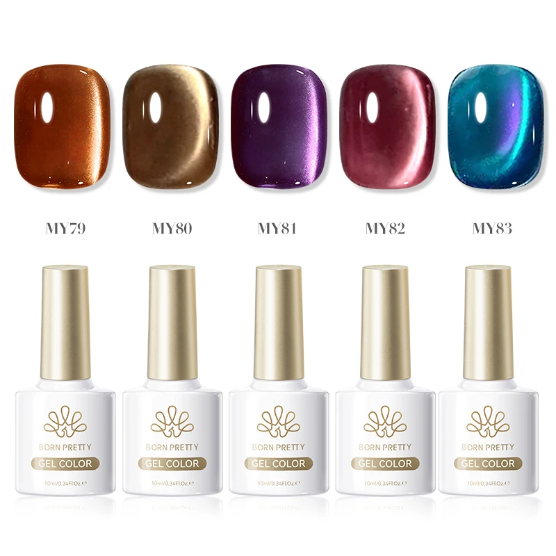 

BORN PRETTY 5pcs Cat Magnetic Eye Gel Nail Polish Set Glitter Ultra Shine Soak Off UV LED Nail Art Design Manicure Nail Kit