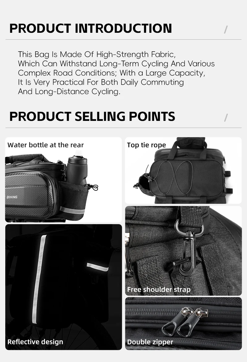 WEST BIKING Multifunktionale Fahrrad-Gepäckträgertasche 17/31L Erweiterbare Hartschalen-MTB-Fahrrad-Heckträgertasche Wasserdichte Schultertasche – Detail 2