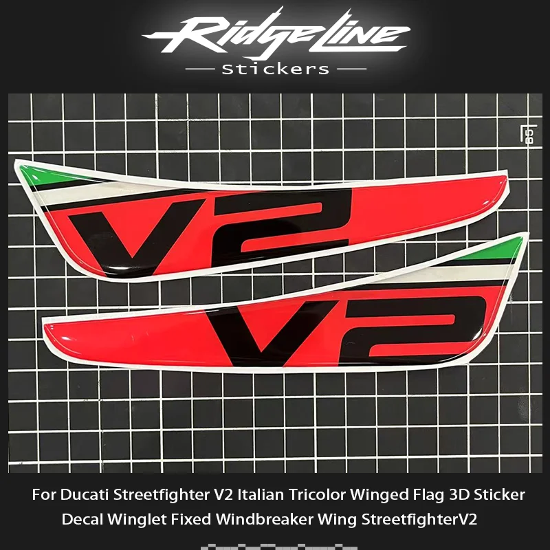 Italian Tricolor Flags For Wings 3D Winglet Flank Sticker Decal For Ducati Streetfighter V2 New Three-dimensional Stickers