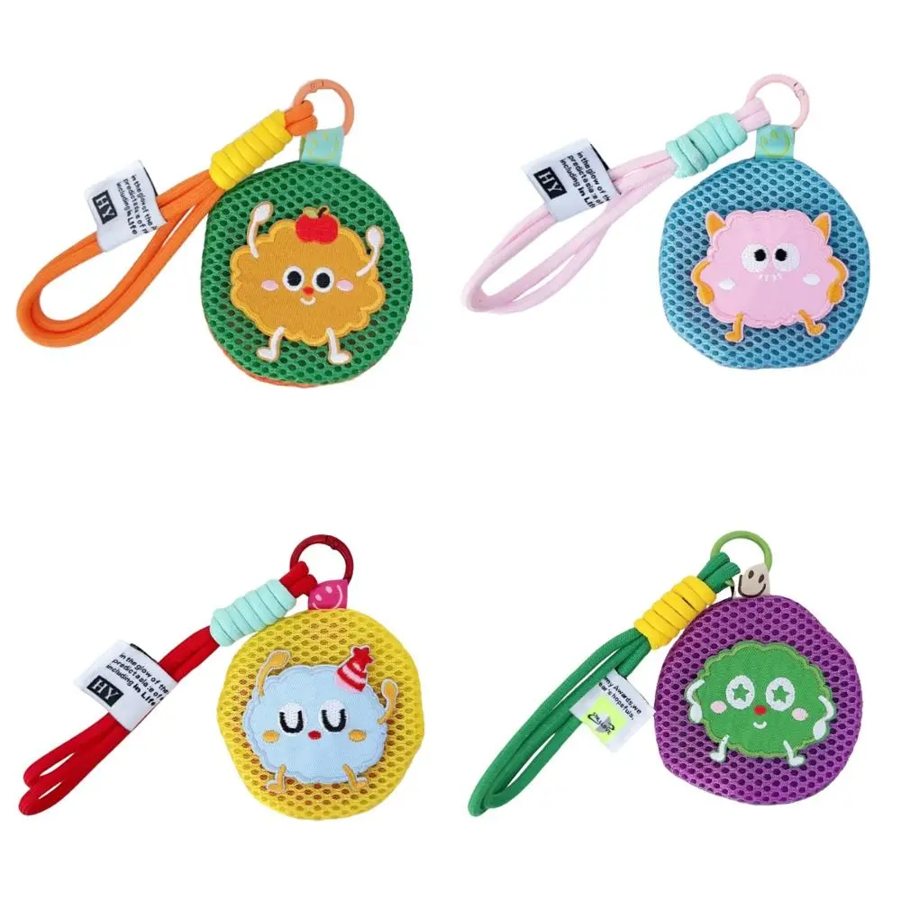 Portable Mini Mesh Pouch Keychain Breathable Round Children Anti-mosquito Bag with Handle Rope Cute Headphones Organizer Jewelry