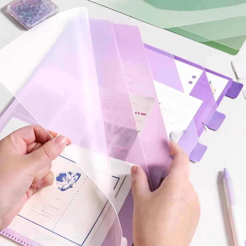 Gradient Multi-Layer Folder A4 Subject Classification Test Paper Folder L-Shaped Folder 6-Layer Classification File Bag Multi-Functional Index Material