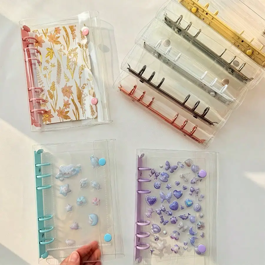 New A6 Transparent Multi-Color Binder, Transparent File Folder with Double Snap Design, Can Store Beautiful Photo Albums
