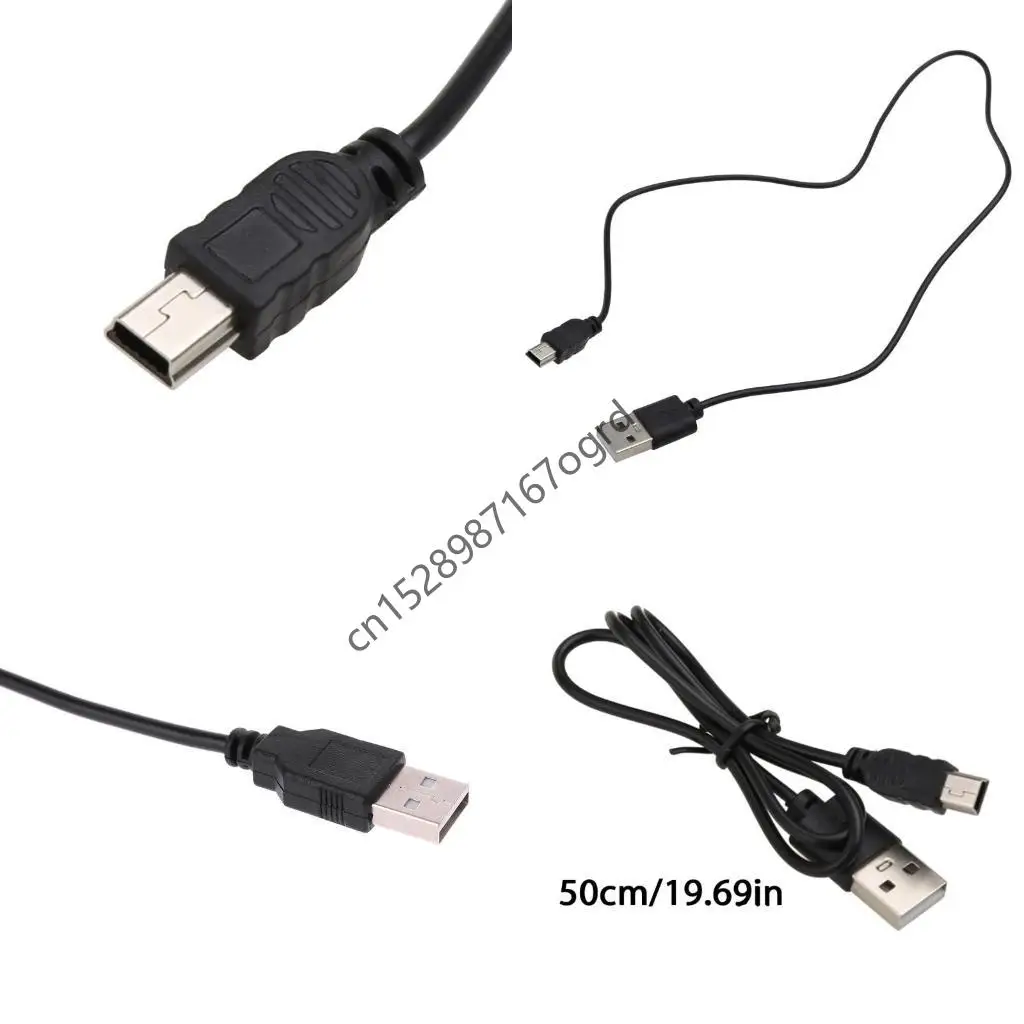 

200mm Portable Black USB 2.0 Short Male to Mini 5 Pins Data Cable Cord Adapter 634A