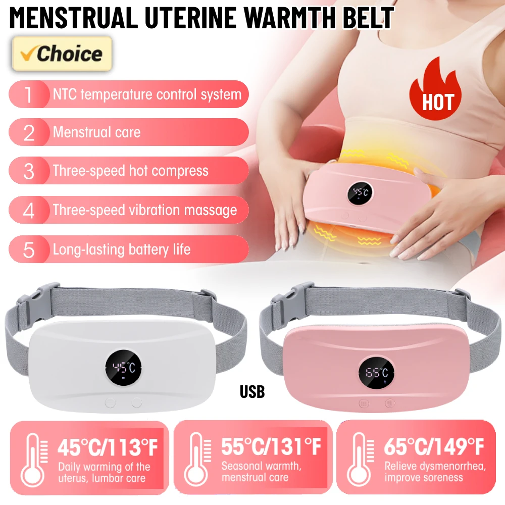 

Menstrual Heating Massager Belt Portable Heating Pad Abdominal Belt Period Relief Thermal Massager USB Belly Warm Palace Belt