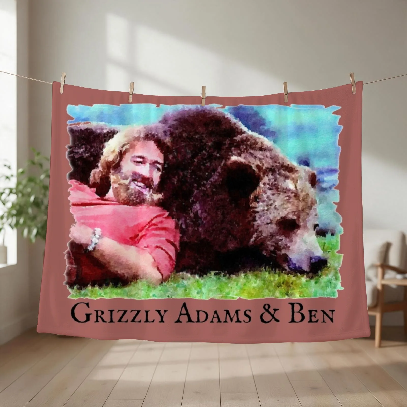 Grizzly Adams & Ben Throw Blanket Camping for winter Thin Blankets Sofas Of Decoration Blankets