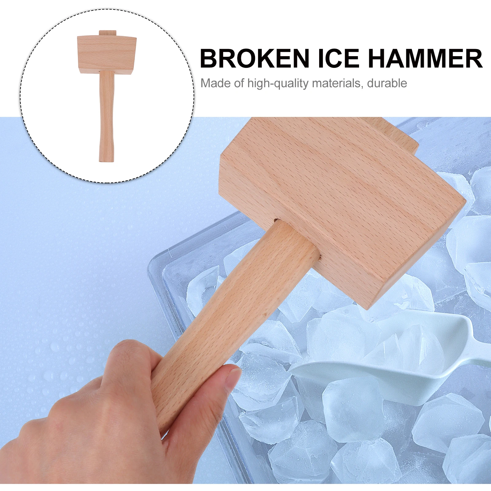 

Crushed Ice Bag Cocktail Supplies 1 Wood Hammer Mallet for Bar Drinks Bucket Professional Bartending Tools Ice Crusher
