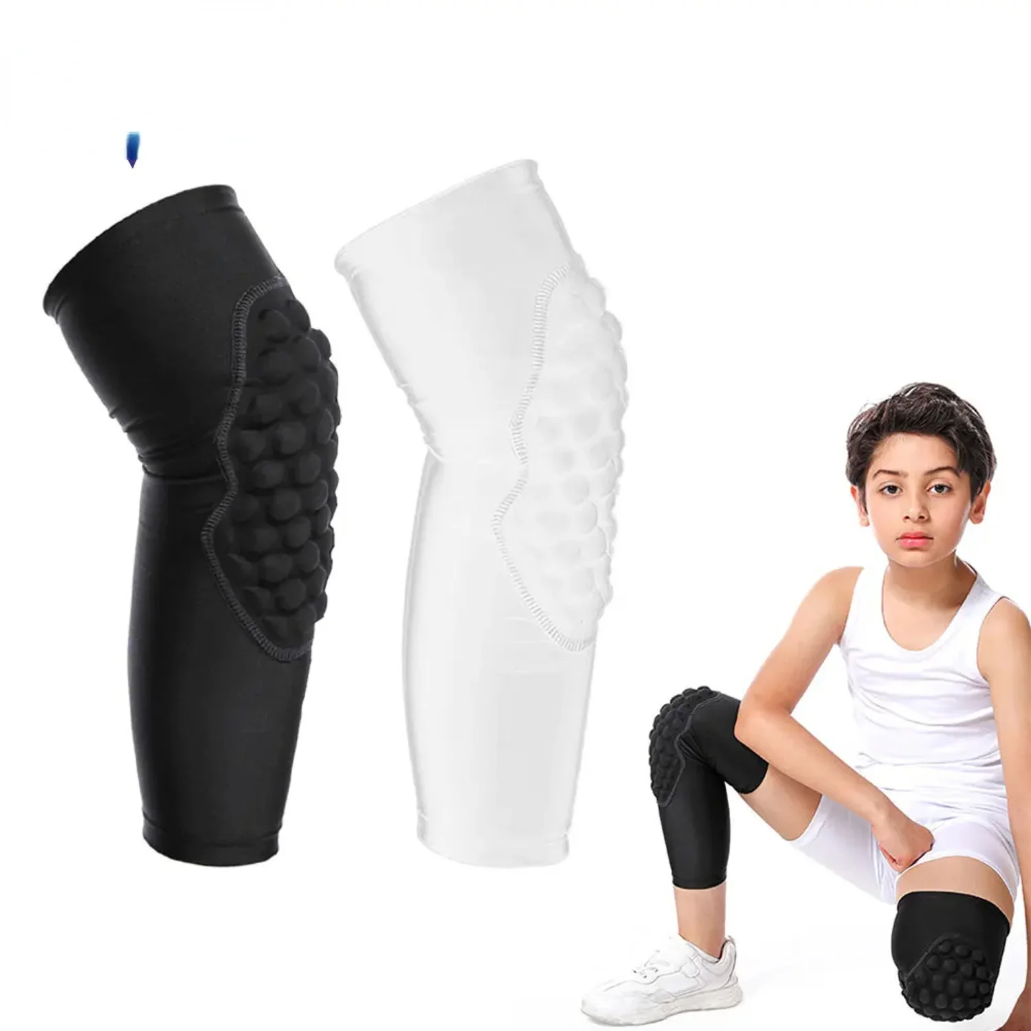 1 PCS Crash Pad Youth Basketball Knee Sleeves, Anti-Collision Long-Legged Knee Pads Protective Gear, Boys Girls Joint Protection