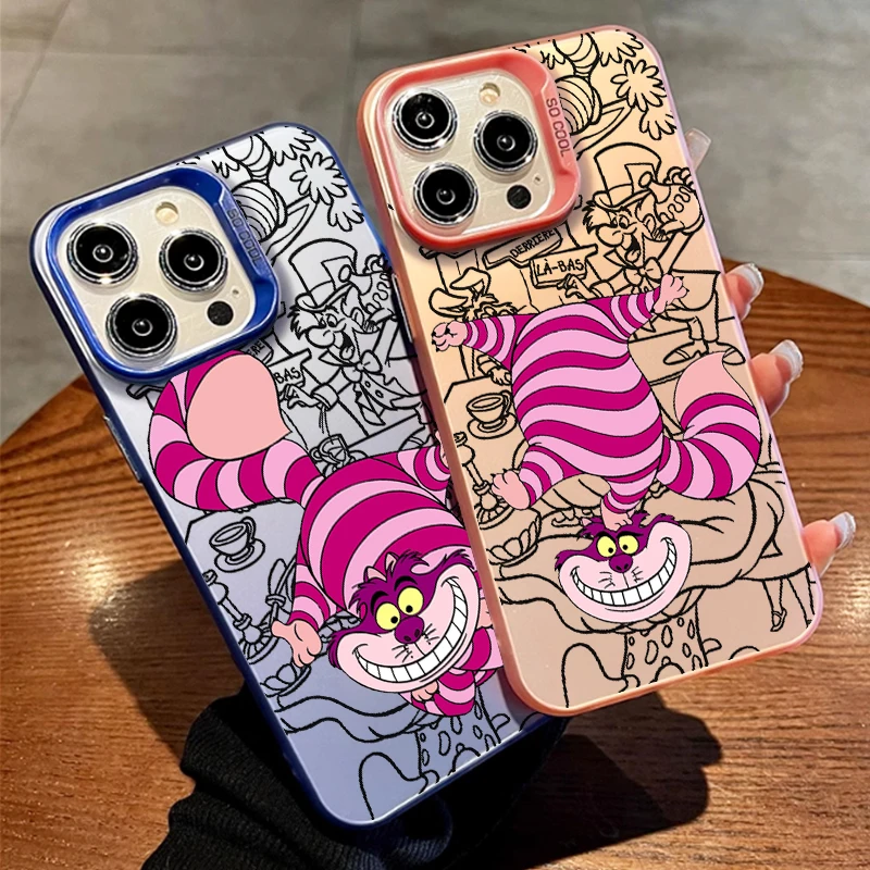 Cat Disney Alice Cheshire For Redmi Note 13 12 12S 11 11S 11E 10 10T 10S 9C 9T Pro Plus Max Lite 5G Colorful Silver Mobile Back