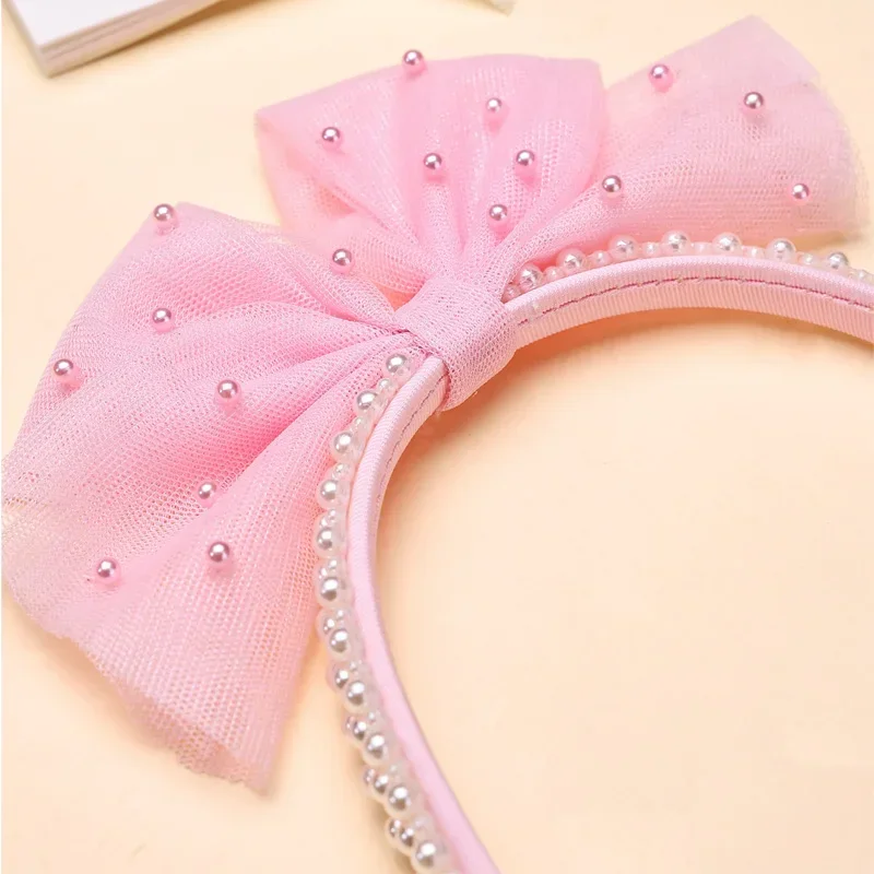 ncmama Fashion New Pearl Hairbands For Women Girls Cute Lace Bow Headbands Hair Bands Hoop Kids Headwear Hair Accessories Gift