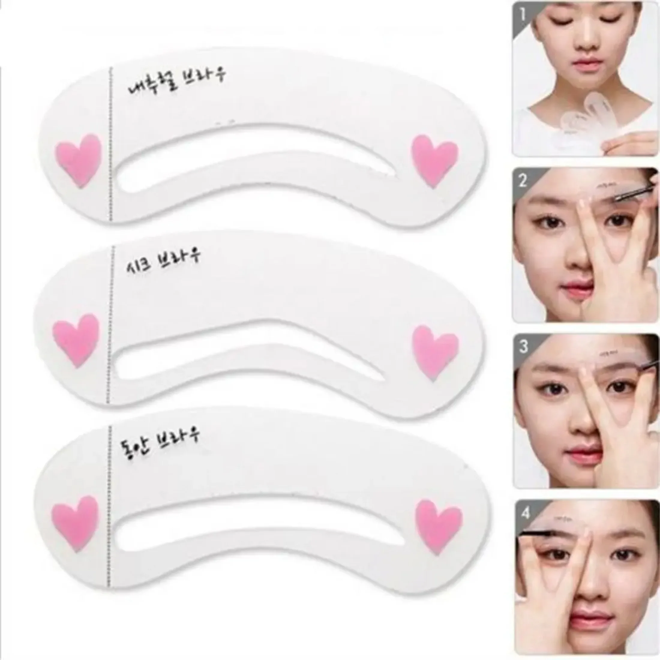 3pcs Reusable Eyebrow Stencil Set Beginner Eye Brow DIY Trimming Drawing Guide Styling Shaping Template Card Easy Makeup Tool