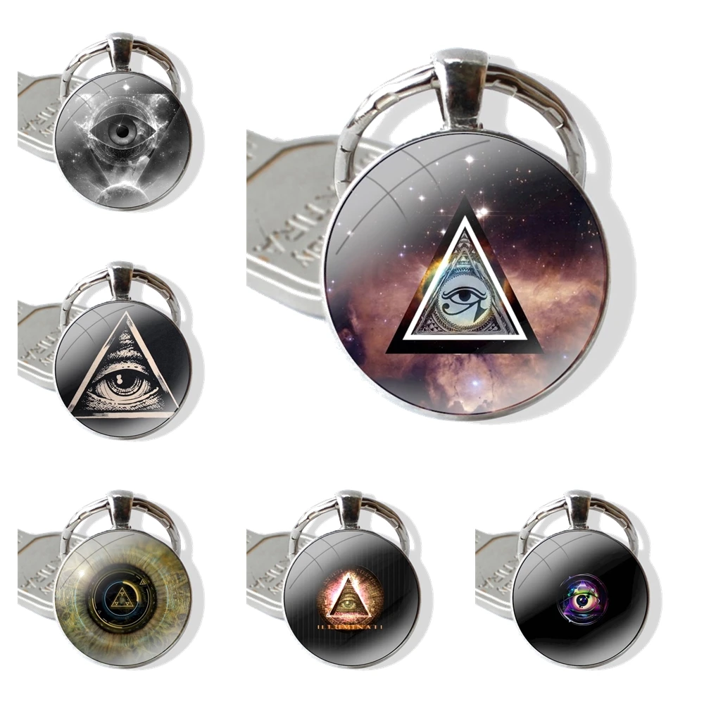 eye of providence Glass Metal Pendant Key Chain Classic Men Women Key Ring Accessories Jewelry Gifts