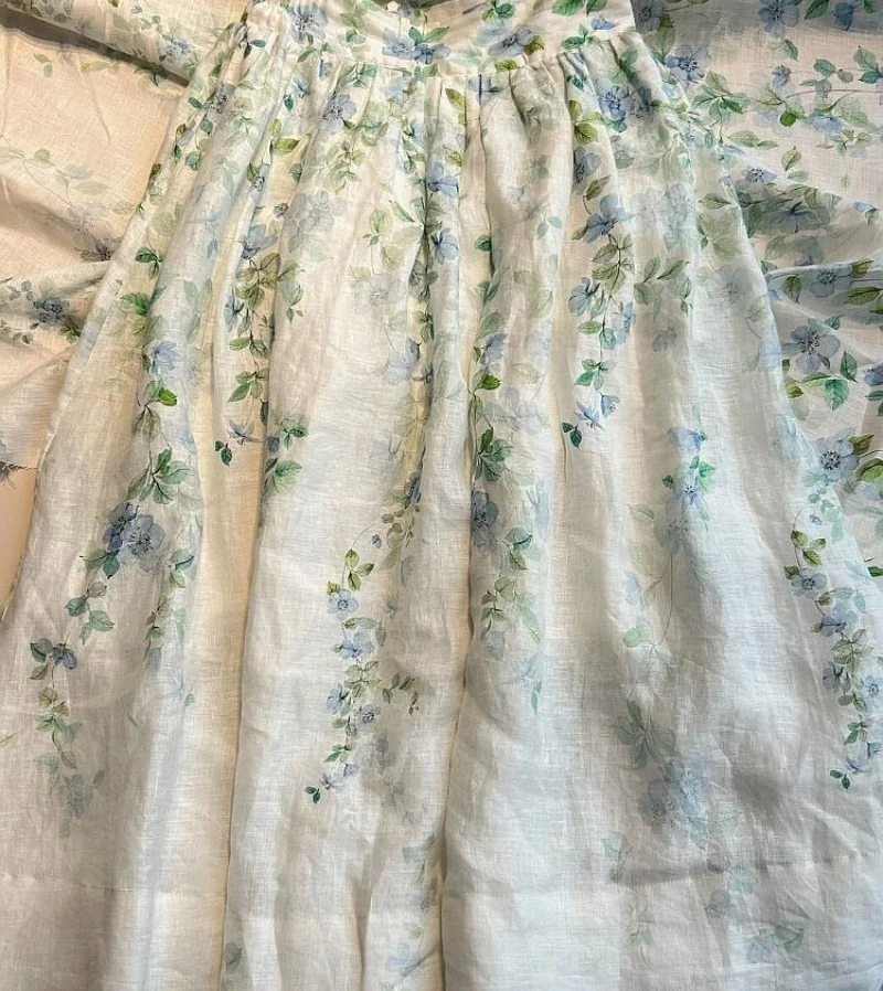 

Новая модная льняная юбка с цветочным принтом, женская элегантная повседневная свободная плиссированная юбка трапециевидной формы с высокой талией, праздничная одежда Jupe