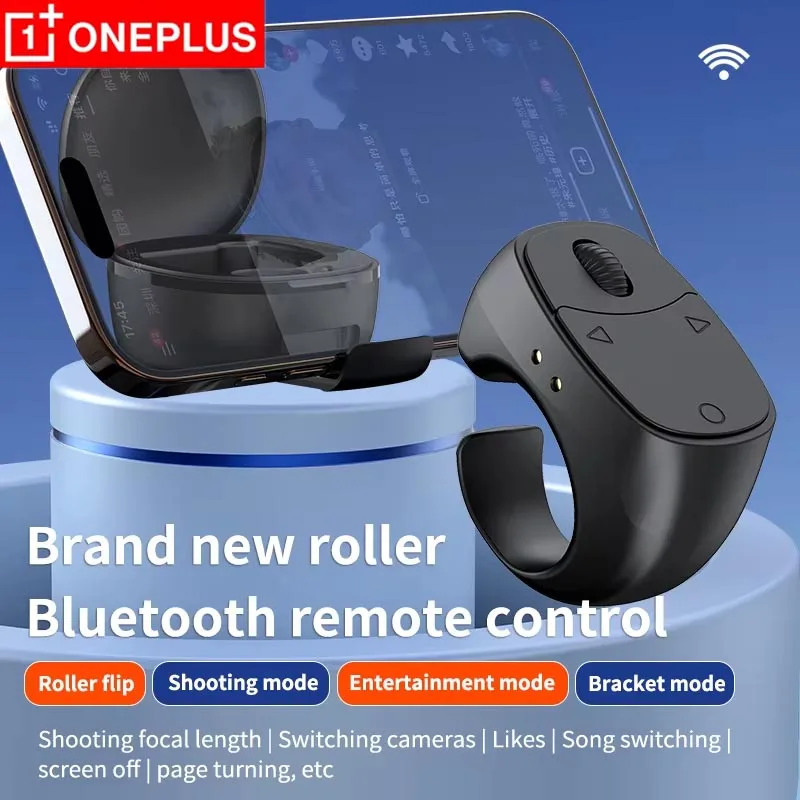 OnePlus Bluetooth-Compatible 5.3 Remote Control Finger Mouse Ring Fingertip Remote Control Wireless Cam Shutter Selfie Button