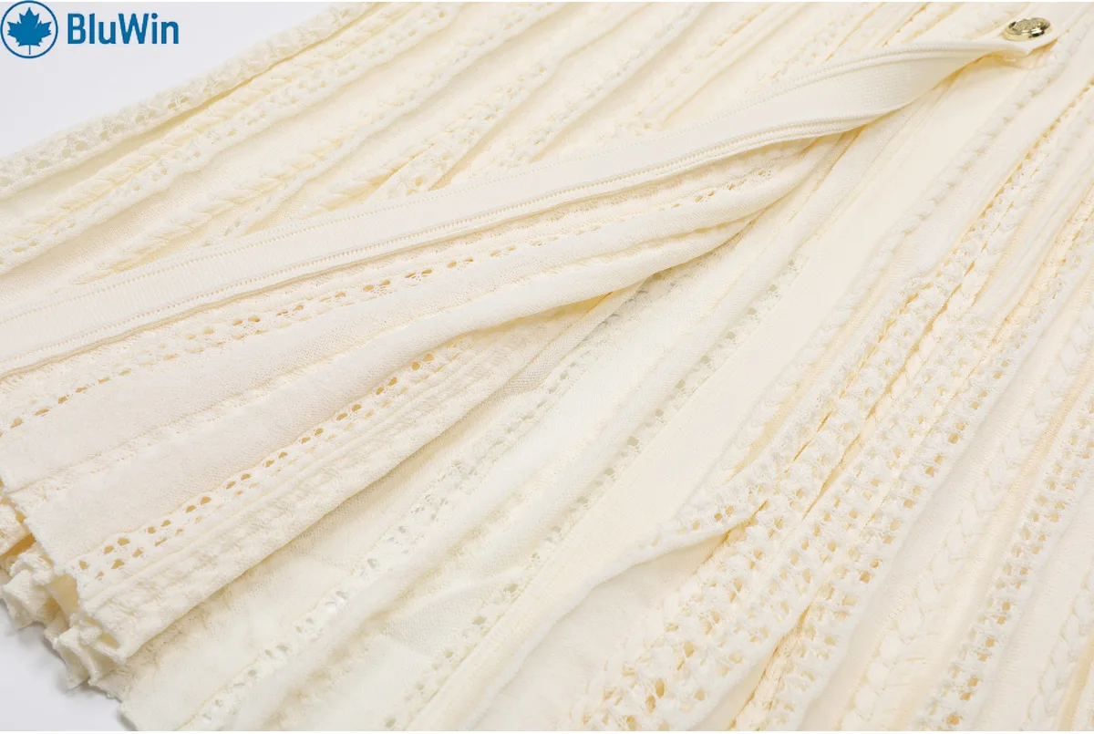 فستان BluWin 2025 لربيع وخريف متماسك بقصة ضيقة وأكمام طويلة - فستان متوسط الطول عصري مجوف للنساء