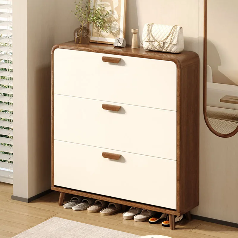 

Wooden Storage Shoe Cabinet Organizer Living Room Display Designer Luxury Slippers Shoe Shelf Modern Zapatero Home Furniture