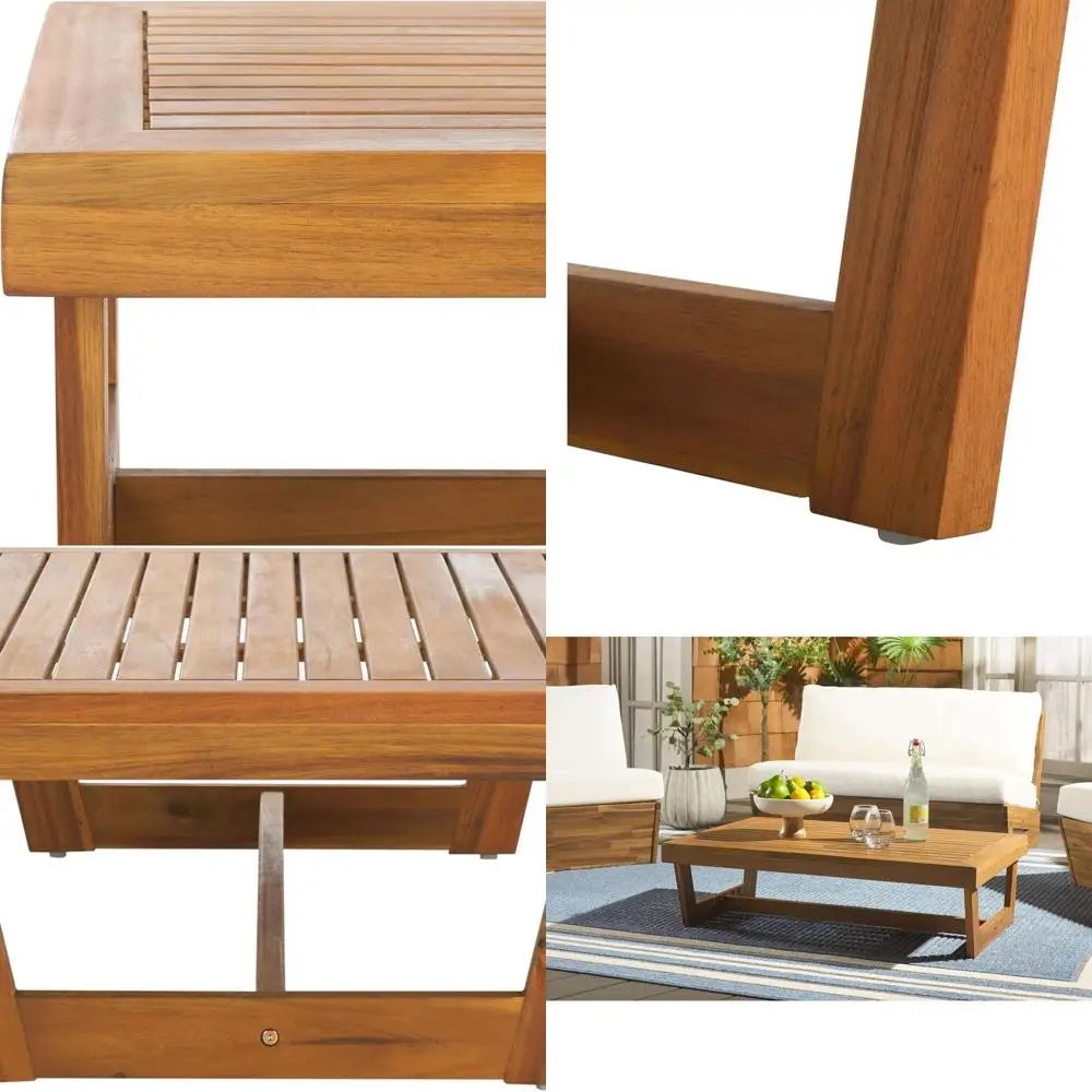 

Natural Brown Solid Wood Slatted Patio Coffee Table Collection - Lynn Series (PAT7330A)