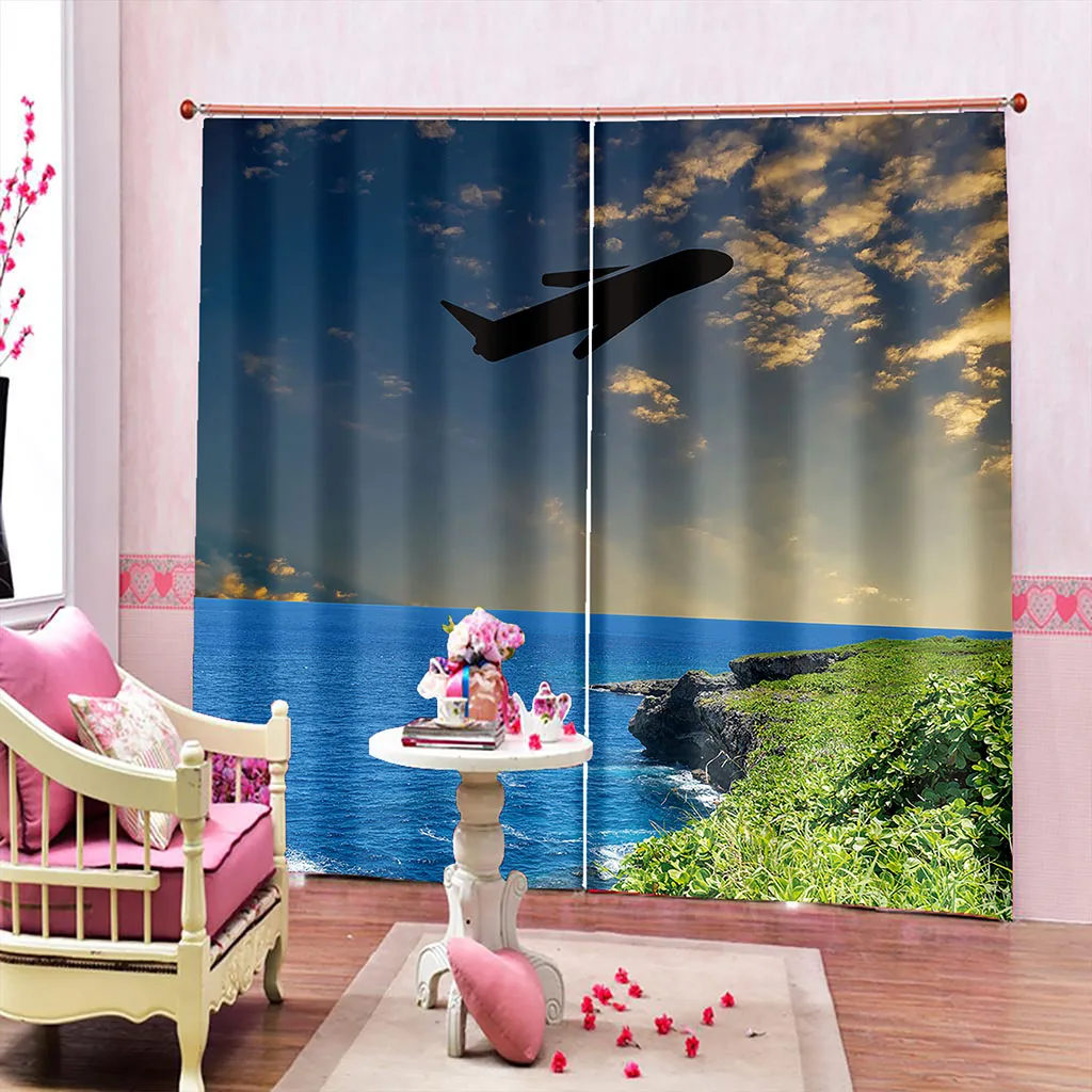 Beautiful Photo Fashion Customized 3D Curtains blue sky fly curtains 3D Window Curtains For Living Room Bedroom