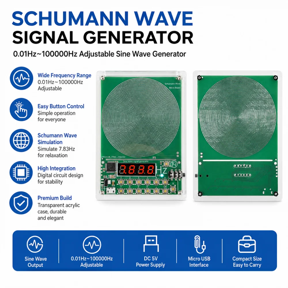 DC 5V, 0,01Hz–100.000Hz Einstellbarer Schumann-Wellen-Generator, 7,83Hz Sinuswellen-Signalgenerator, Micro-USB-Anschluss – Detail 1