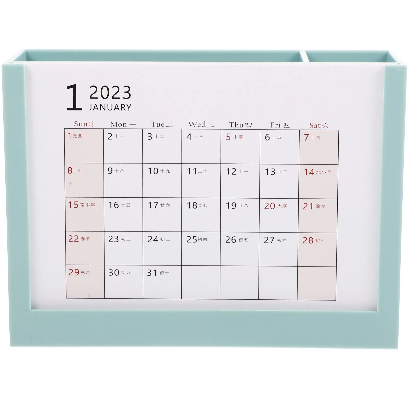 2023 Pen Holder Desktop Calendar Multi Functional Storage Box Time Planning Organizer Office Home Desk Decor Office Calendar