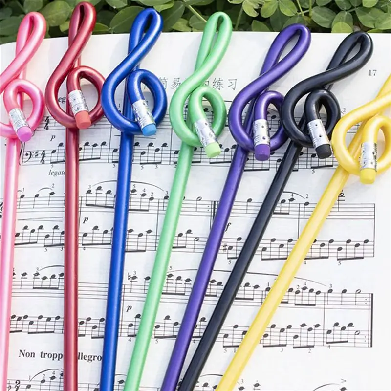 Exquisite-96Pcs Students Note Pencils Musical Note Pencils With Eraser Colorful Music Pencils Wooden Treble Clef Bent Pencil