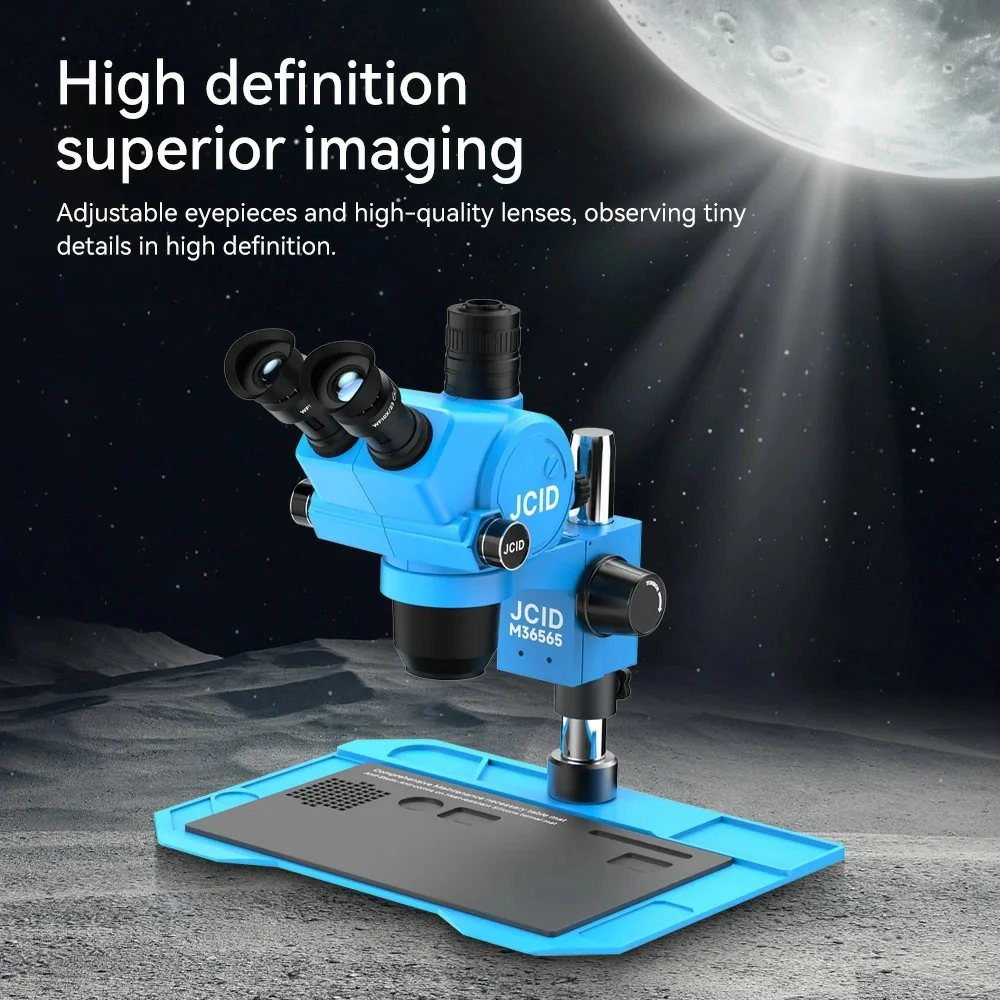 JCID M36565A Trinocular Stereo Microscope 6.5x-65x Continuous Zoom  Mobile Phone Repair Tool