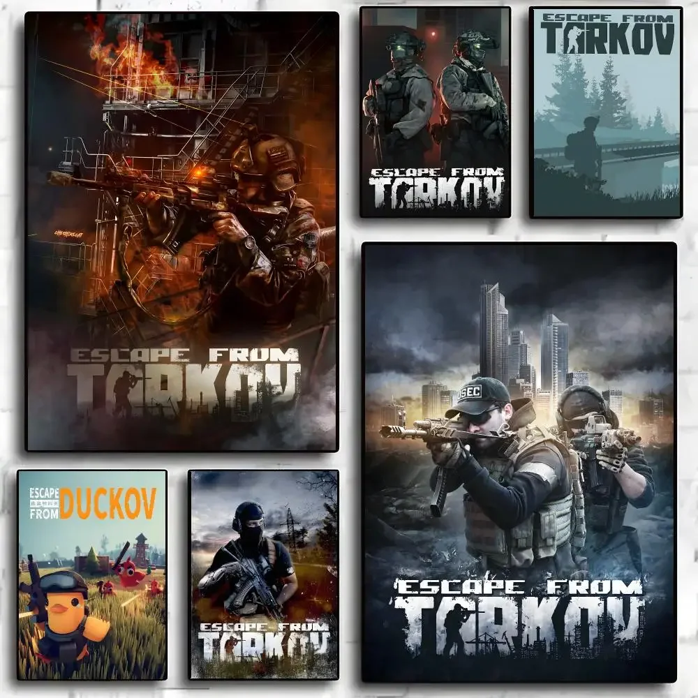 Escape from Tarkov Game Military Shooter Poster Self-adhesive Advanced Aesthetic Printing Paper Wall Art Living Room Home Decor