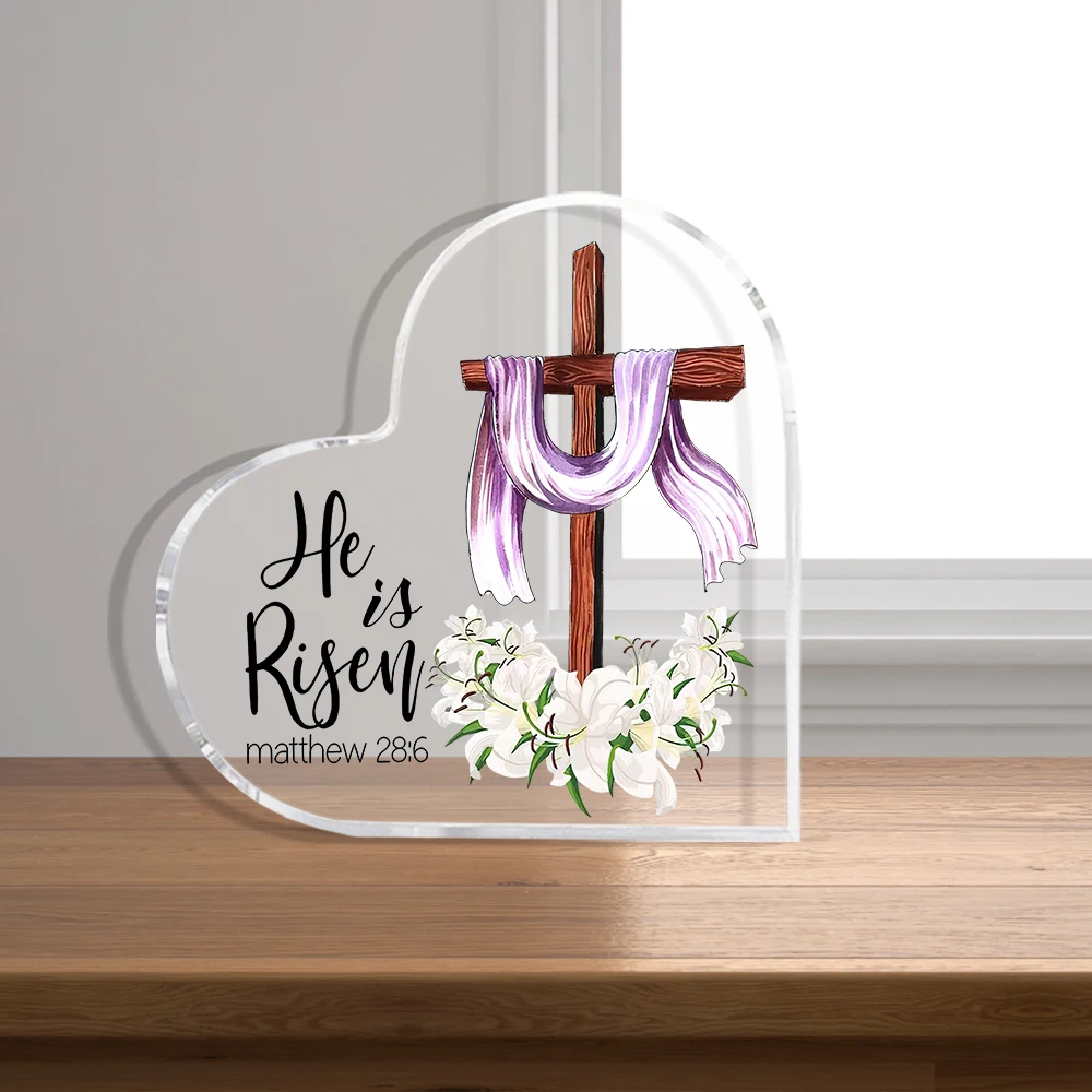 Christian Easter Heart Acrylic Decor | 