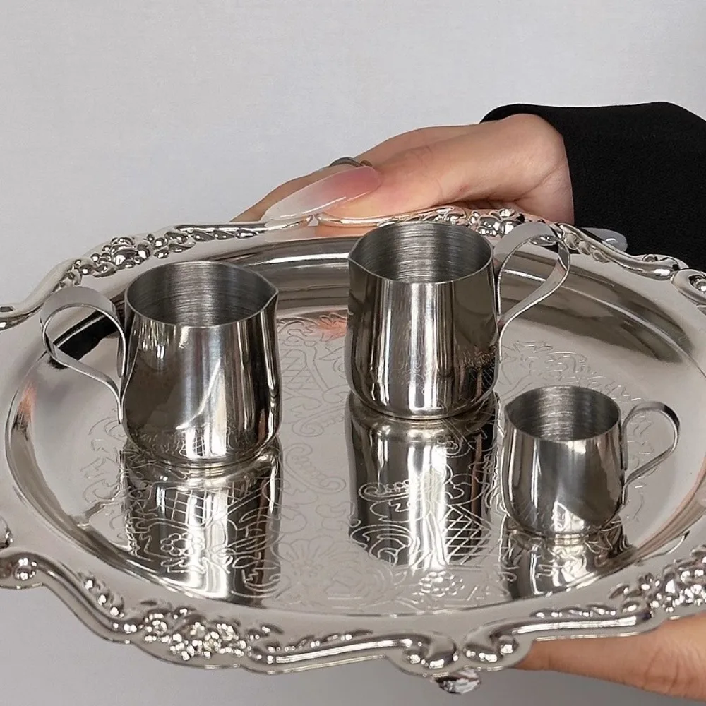 2 Piece 304 Stainless Steel Mini Milk Jug Pointed Mouth Quantitative Cafe Milk Jigger Small Capacity 12/30 ML Latte Milk Cup