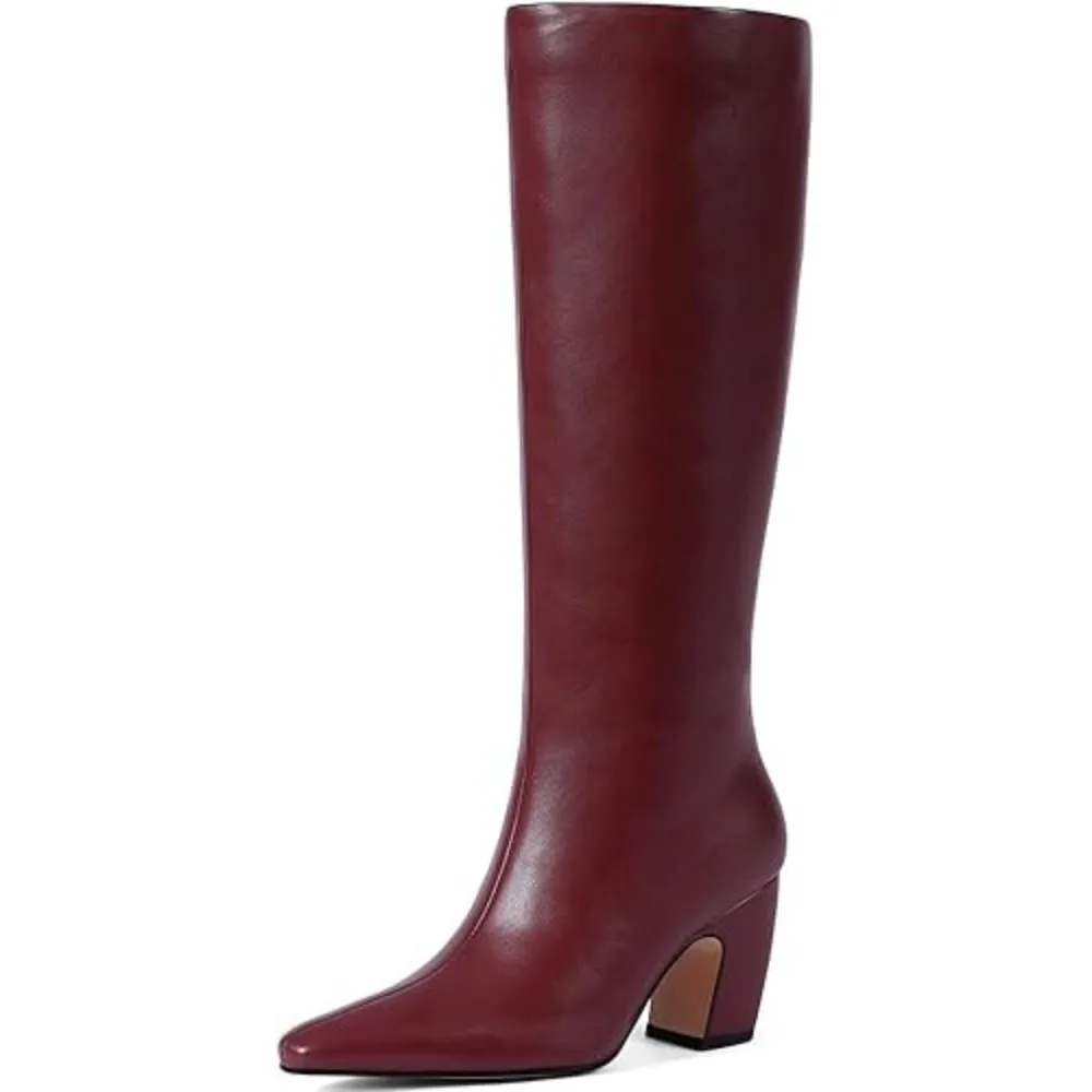 

Женские сапоги до колена, удобные ботинки из искусственной кожи с квадратным носком, модные длинные высокие сапоги для верховой езды, массивные сапоги до середины икры