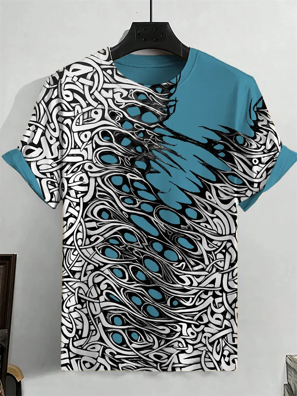 

Men's Classic Print Short Sleeve T-Shirt 3D Print Vintage Style Casual Round Neck Tees Creative Design Loose Comfortable Clothes