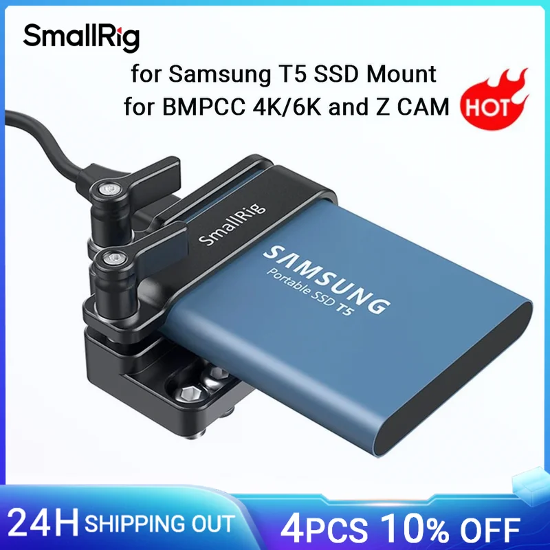 SmallRig Mount dla Samsung T5 SSD Card Holder Mount kompatybilny z klatką SmallRig dla BMPCC 4K /6K/Pro2203 i Z CAM Bracket 2245B