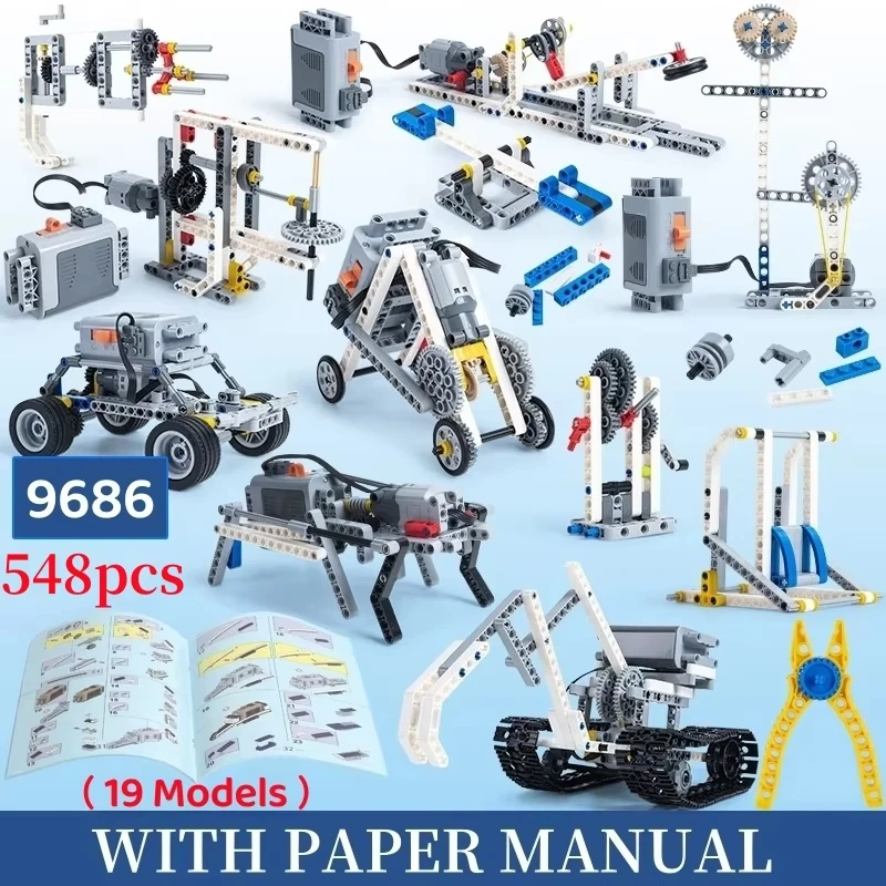 

Набор строительных блоков 9686 + группа питания, детское образование, STEM, научный экспериментальный учебник, креативная сборка, строительные блоки