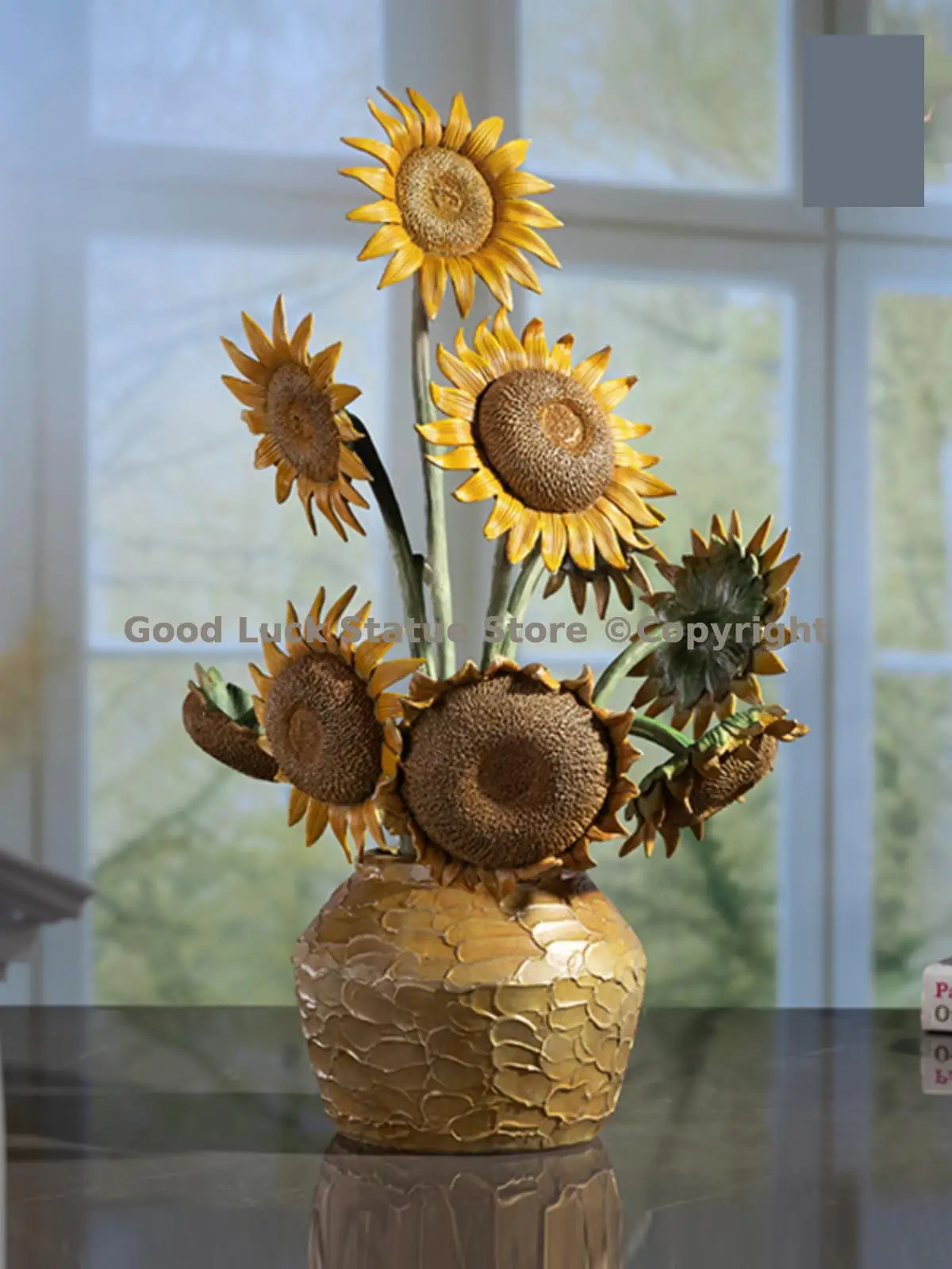 Limited edition TOP bronze sculpture art Sunflowers Original design of Famous Painting High end office bar club decorative art