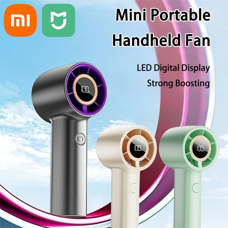 Xiaomi MIJIA Portable High Speed Handheld Small Fan USB Charging Digital Display Desktop Outdoor Large Wind Power Fan 2025 New