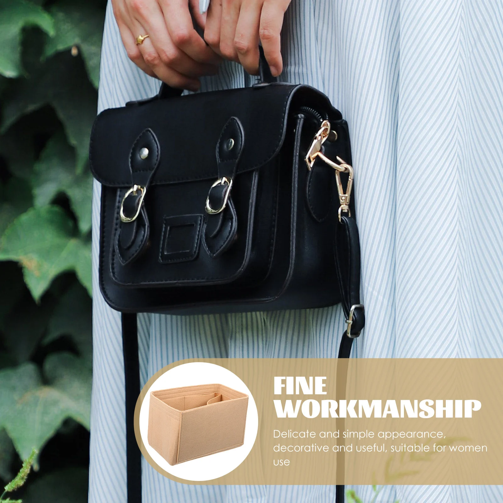 

Felt Makeup Bag Insert Structured Purse Organizer Liner Handbag Organizer Insert for Women Makeup Bag Purse Liner