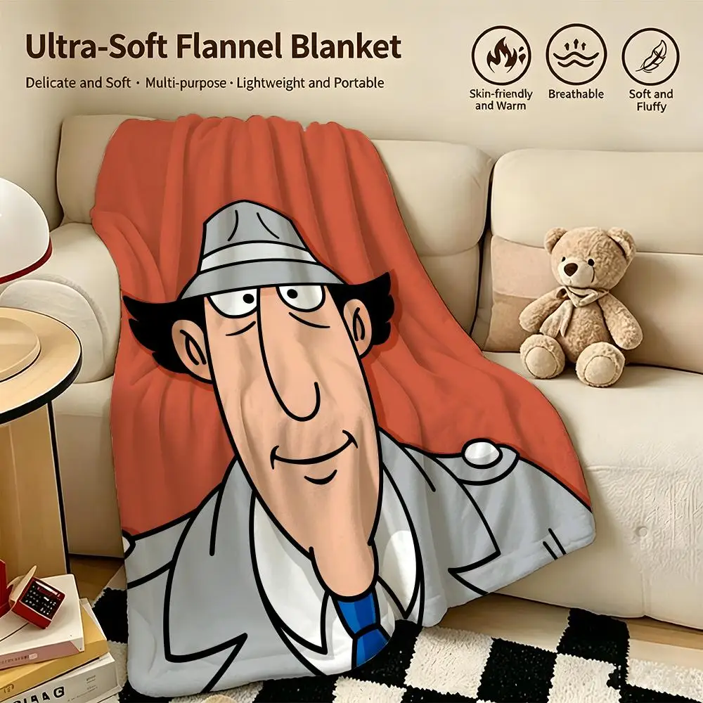cartoon I-Inspector Gadget-T Throw Warm Soft Flannel Blanket, Multi-use for Sofa Bed Camping Travel Nap