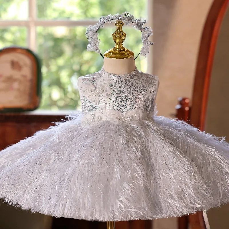 

Kids Girls Puffy Tulle Princess Party Dress Birthday Party Children Gown for Birthday Celebration Host Pageant Formal Dresses