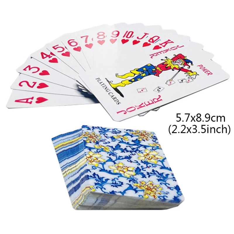 Pepper playing cards board games child kids toys Poker Blue Red Peony Flower Children toy deck card game set Shell Button