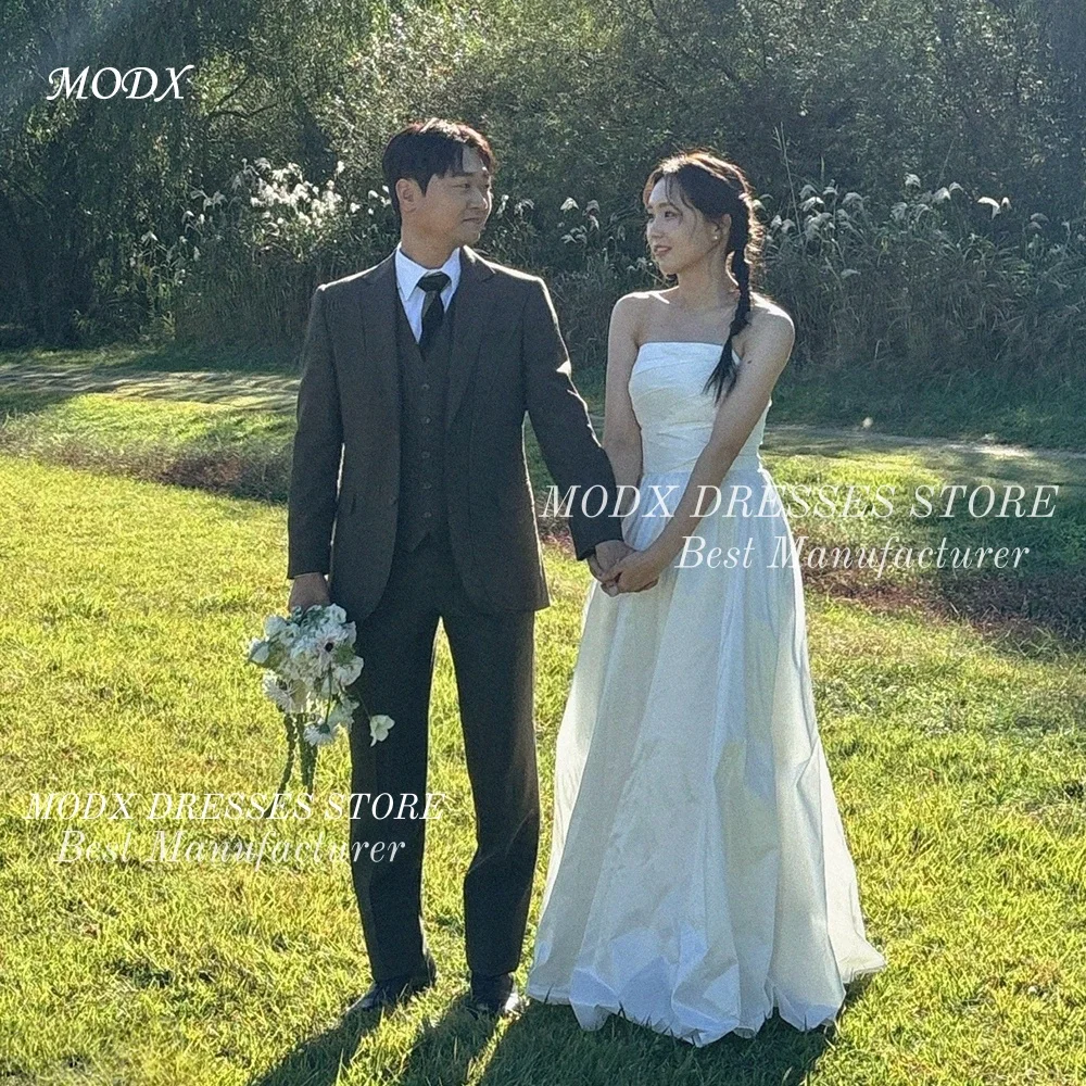 

Новое простое свадебное платье MODX 2026 из тафты А-силуэта в корейском стиле, без рукавов, с корсетной спинкой, Vestidos Novias Boda