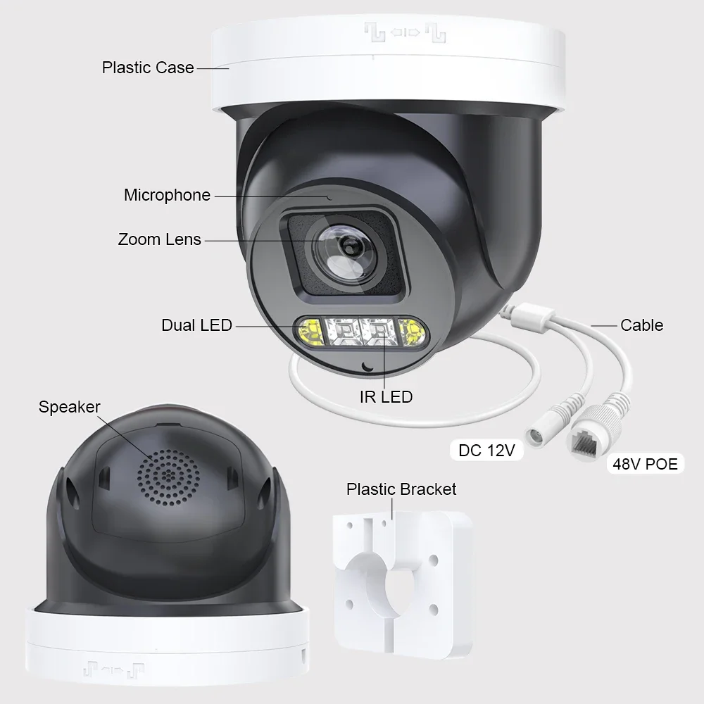 Imagem -05 - Câmera Dome de Segurança Cctv Interna Zoom Óptico 5x Visão Noturna Colorida Suporte Icsee Xmeye App Poe Nvr 5x