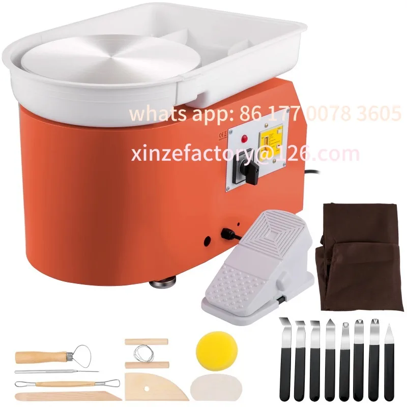 

Customizable Electric Pottery Wheel Machine 28cm 350W Manual Handle Foot Pedal for School Ceramic Clay Working Forming