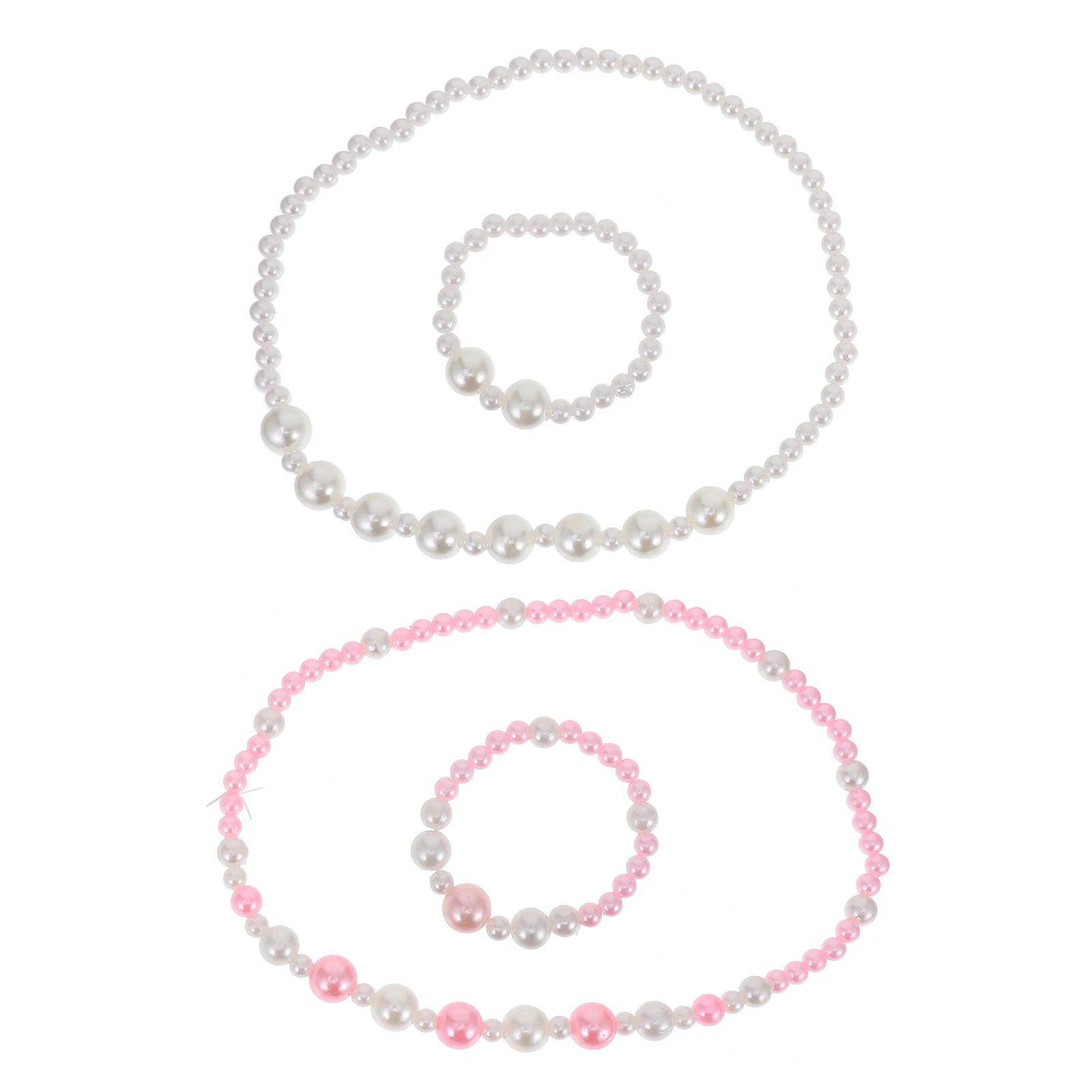

Children's Pearl Necklace Kids Jewelry Set for Girls Imitation Bead Necklace Bracelet Choker Party Costume Jewellery Smooth