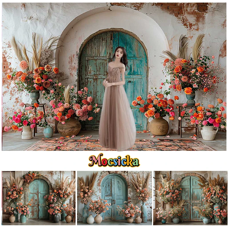 Mocsicka Photography Background Spring Arch Flower Gate Kids Adult Birthday Party Maternity Portrait Decor Backdrop Photo Studio