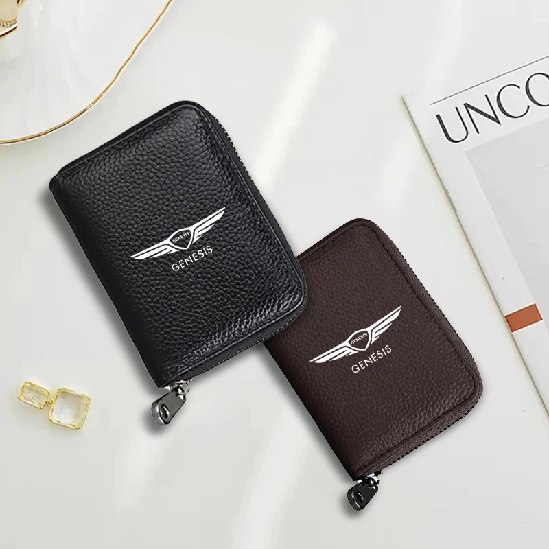 

Car Driver License Leather Bag Auto Driving Documents Wallet For Genesis G80 GV70 GV80 GV60 G70 G60 Essentia Neolun G90 GV90 X