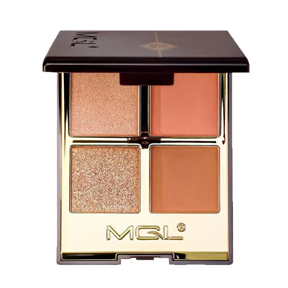 新しい4色アイシャドウパレット、マット＆シマー仕上げ、ソフトミルクティートーン、コンパクトで毎日の学生向けメイクに簡単